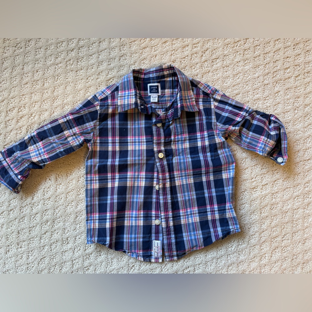 Janie and Jack Multicolor Plaid Button Down Shirt